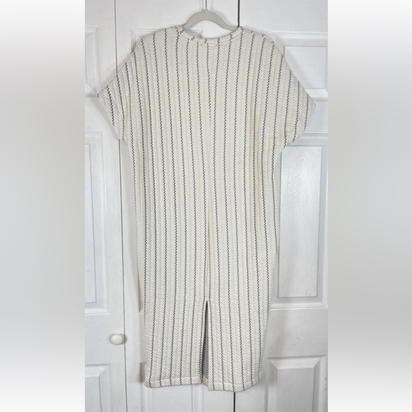 Zara Ivory Black Quilted Short Sleeve Midi Shirt Dress Women’s S Oversized - Picture 7 of 15